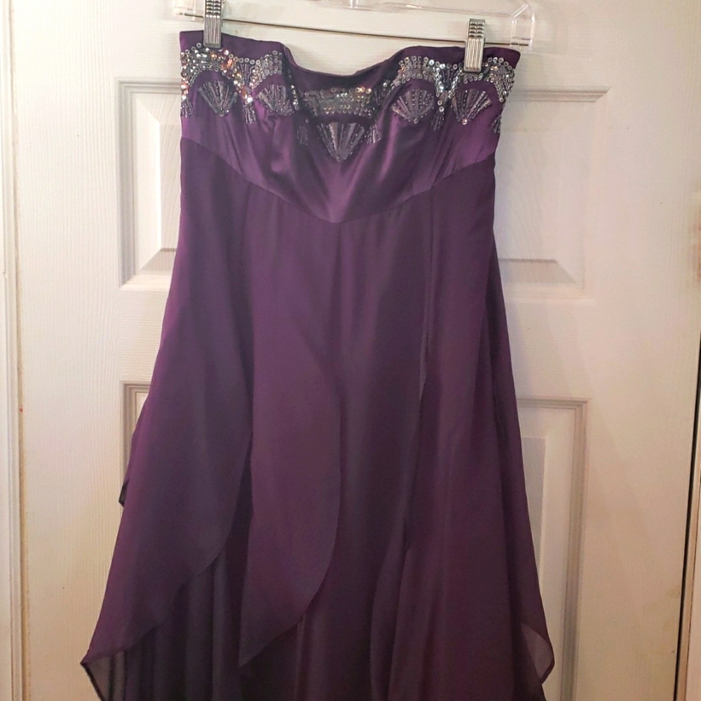 Monsoon Strapless Purple chiffon gown
